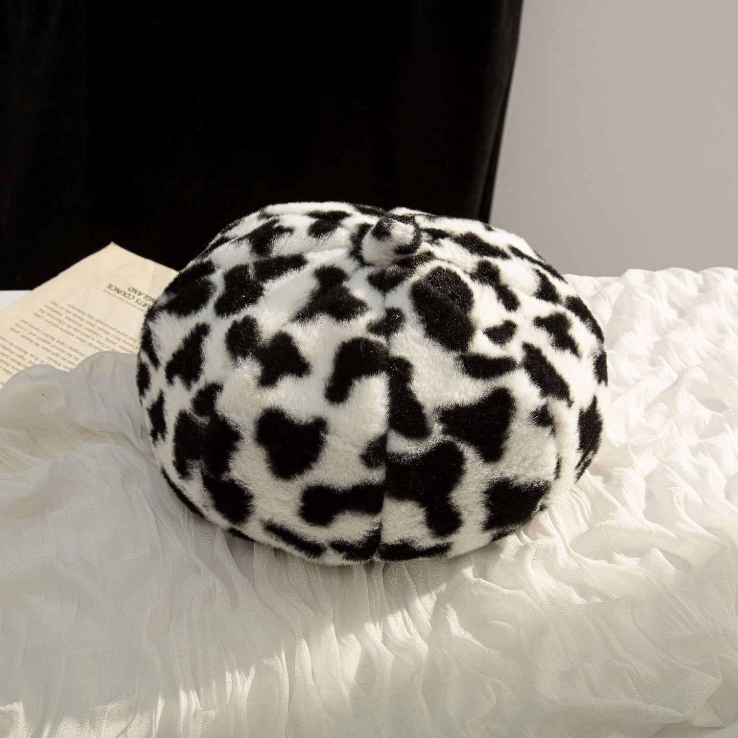 Winter Women Fashion Cow Plush Beret image 3