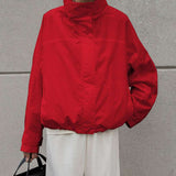 Oversized High-Neck Windbreaker Jacket - S, Red image