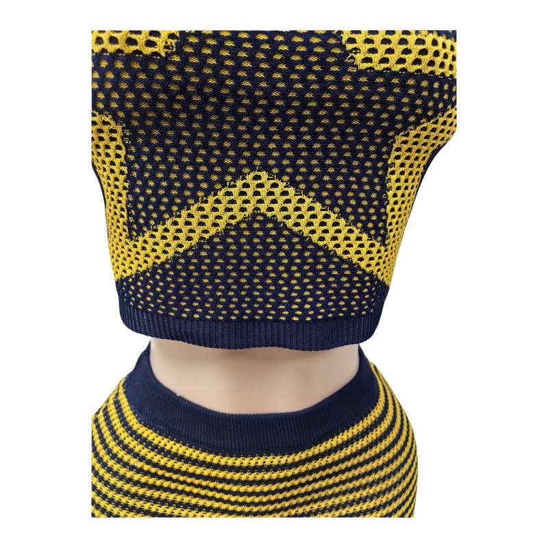 Striped Bodycon Skirt and Mesh Tank Top Set image 3