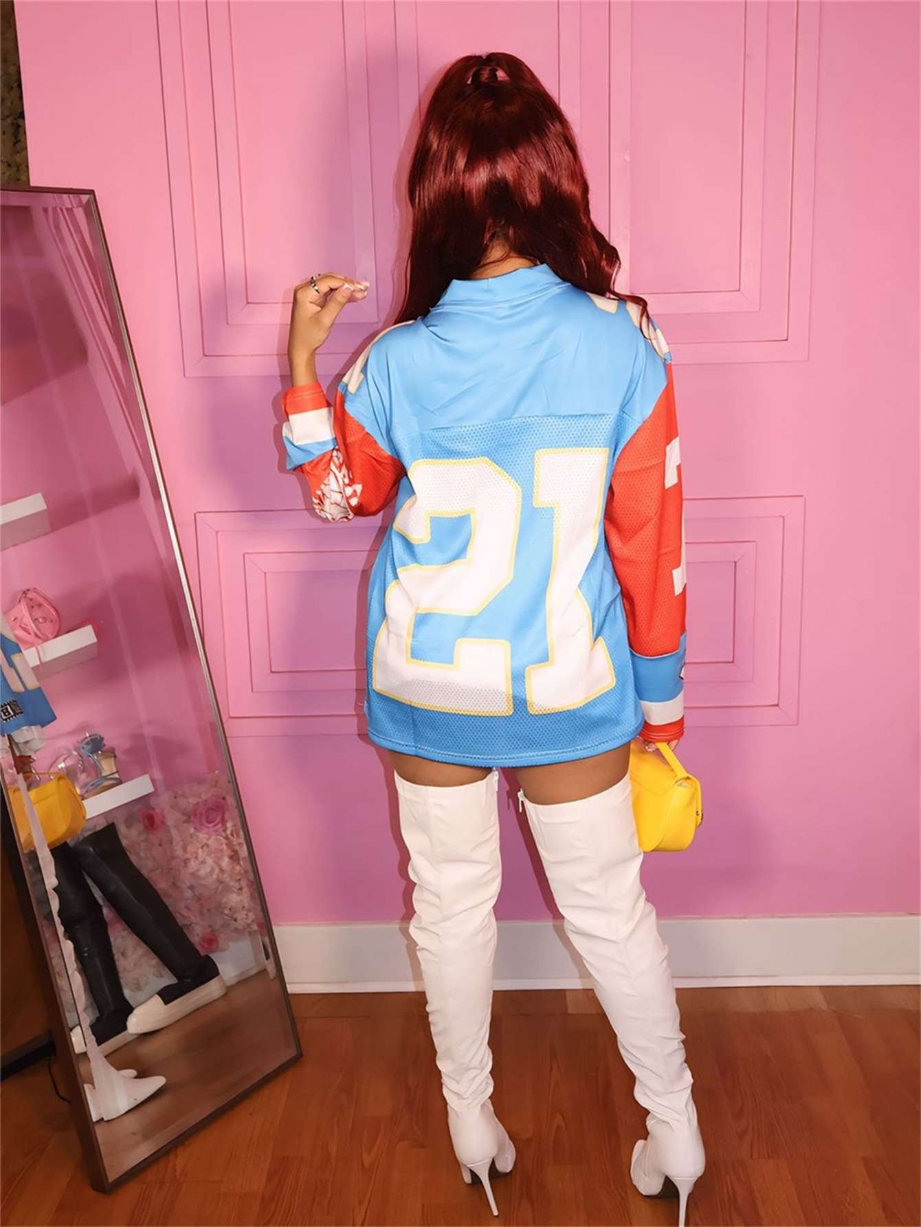 Colorblock V Neck Long Sleeve Jersey image 2