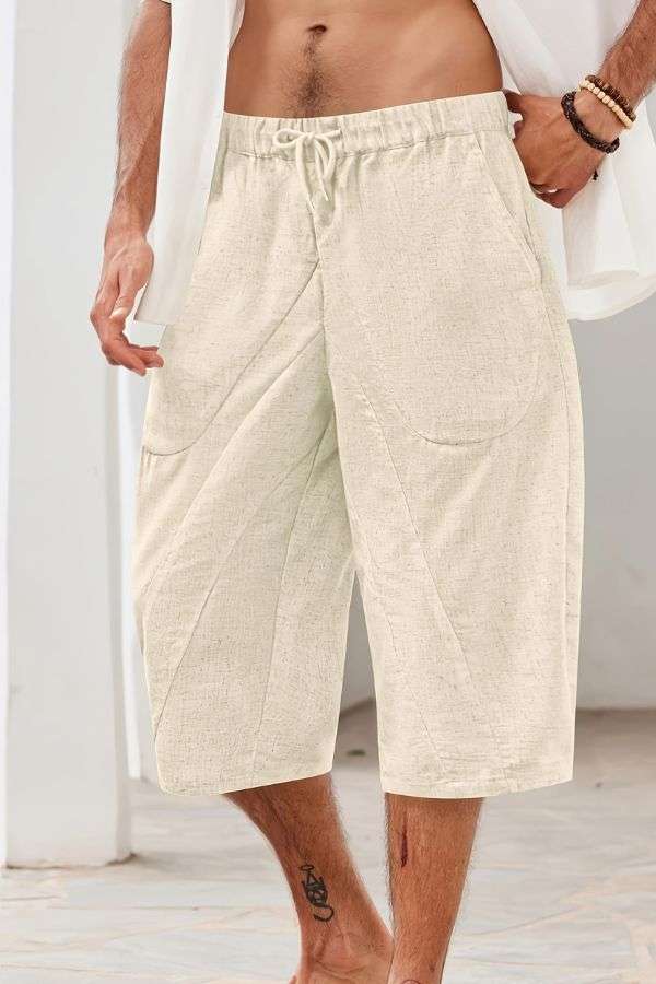 Mens Casual Drawstring Capri Pants image 0