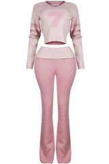 Knit Graphic Top & Pants Set image 2