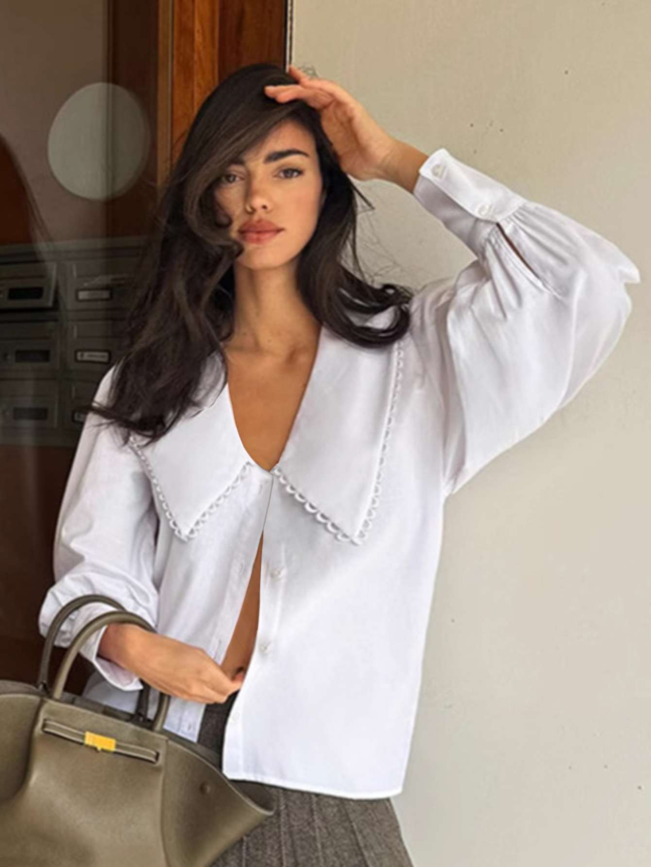 White Jacket with Peter Pan Collar image 1