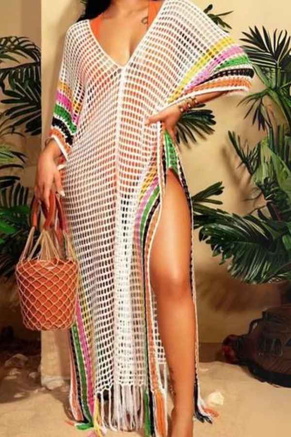 Sexy Crochet Fishnet Bikini CoverUp Oversize Maxi Dress image 1
