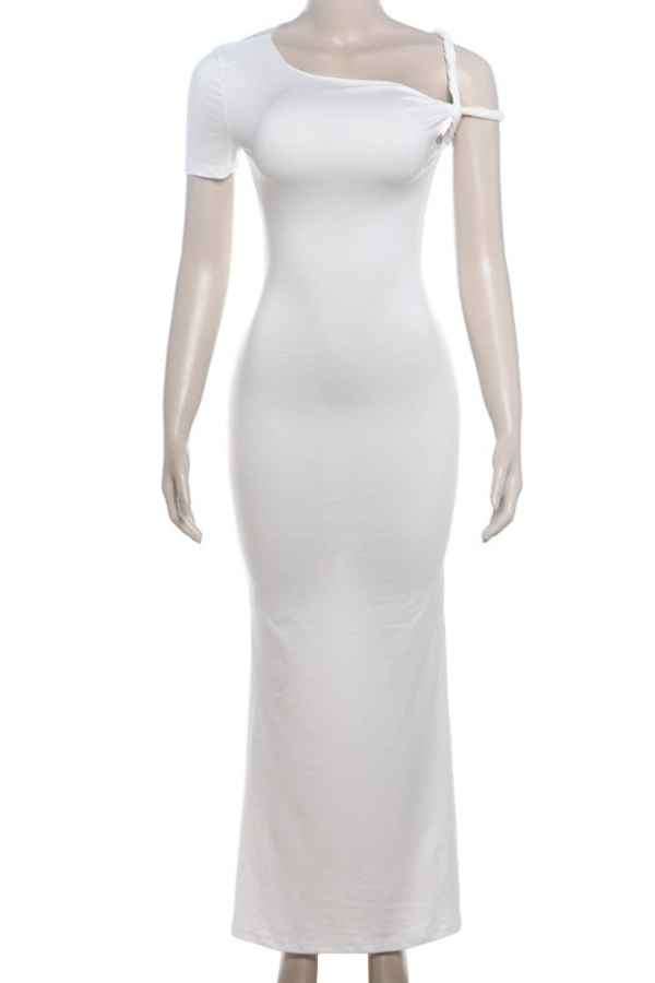 Sexy Solid Color Asymmetric Sleeveless Maxi Dress image 9