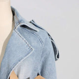 Colorblock Long Sleeve Ruffles Denim Jacket image 5