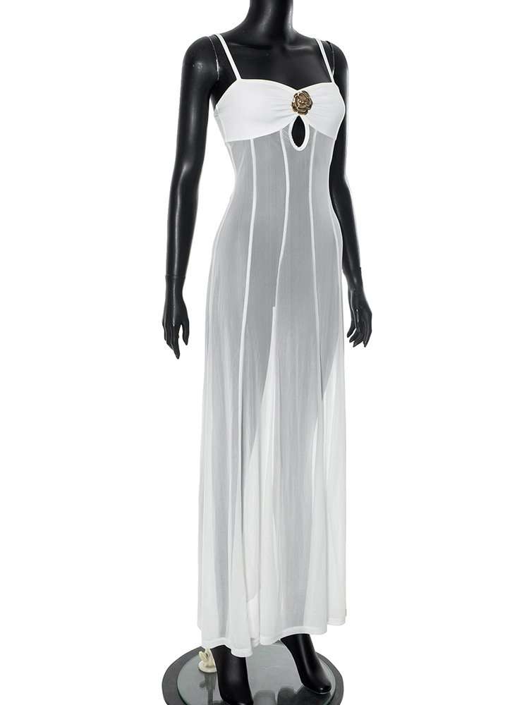 Sheer White Maxi Dress Beach Cover-Up image 3