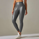 High-Waisted Faux Leather Leggings - High-Rise Grey, L image