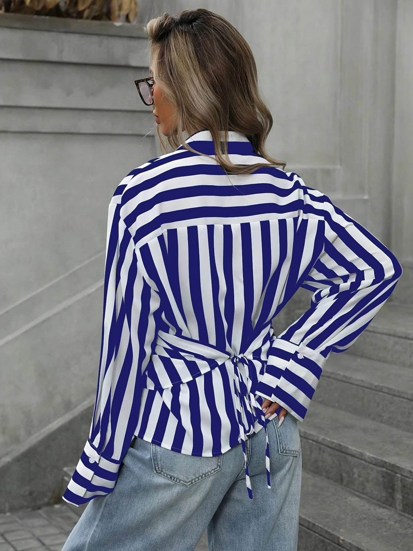Vertical Striped Oversized  Casual Shirt image 5