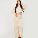 Cropped Top And Wide Leg Pants Lounge Set image 3