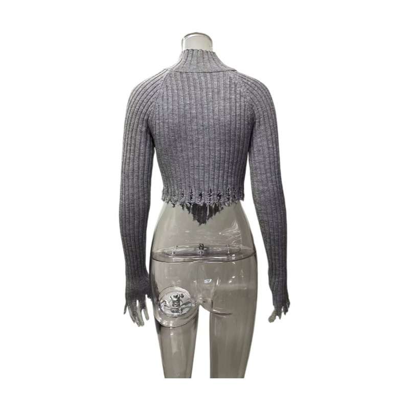 Raglan Sleeve Distressed Crop Sweater image 5