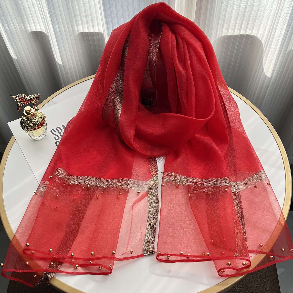 Lightweight Scarf Shawls & Wraps - Free Size, Red image
