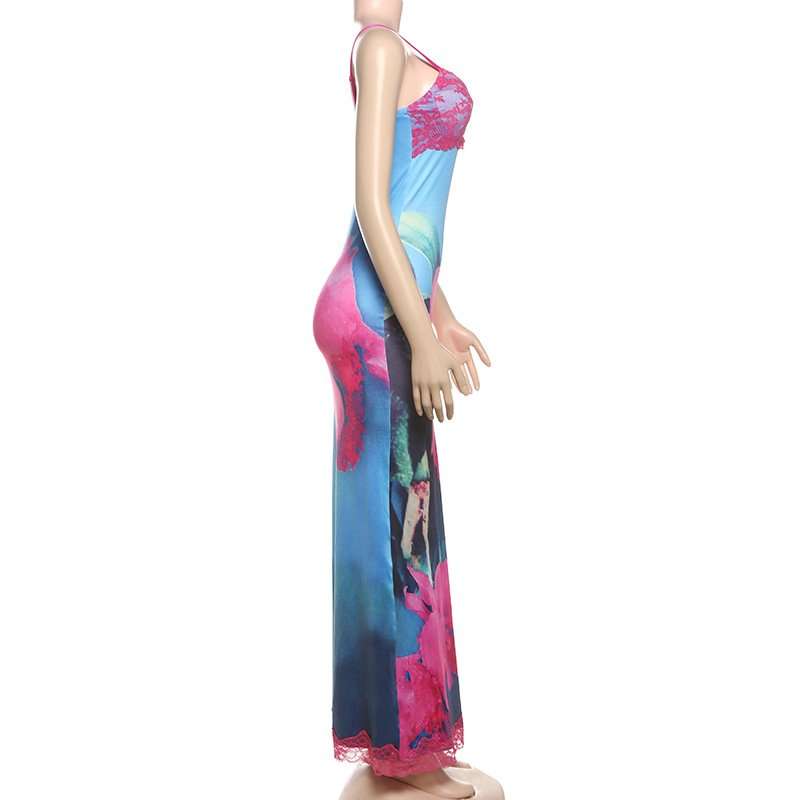 Spaghetti Strap Printed Maxi Dress image 5