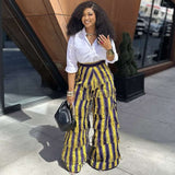 Bohemian Striped Fringed Wide-Leg Pants image 0