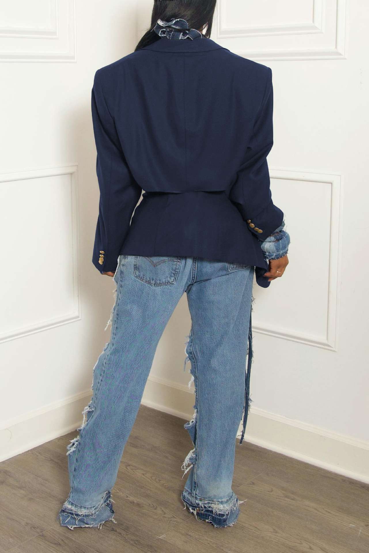 Autumn Cropped Blazer Suit and Lace-Up Skirt Set image 4