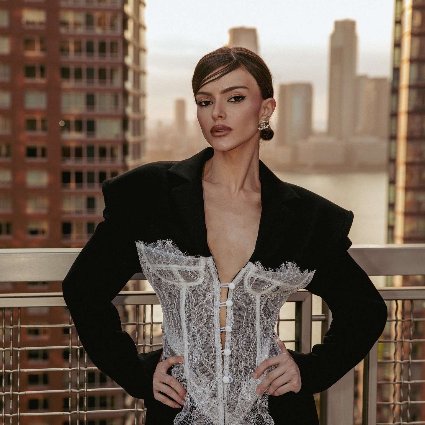 Blazer with White Lace Corset image 3