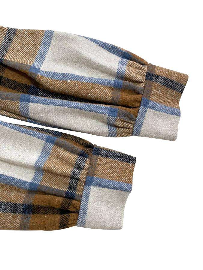 Contrast Color Plaid Long Sleeve Boyfriend Coat image 5