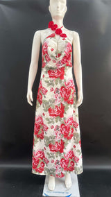 Rose-Print Halter Maxi Dress image 3
