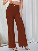 Straight Fit High-Rise Parallel Trousers - M, Wine Red image