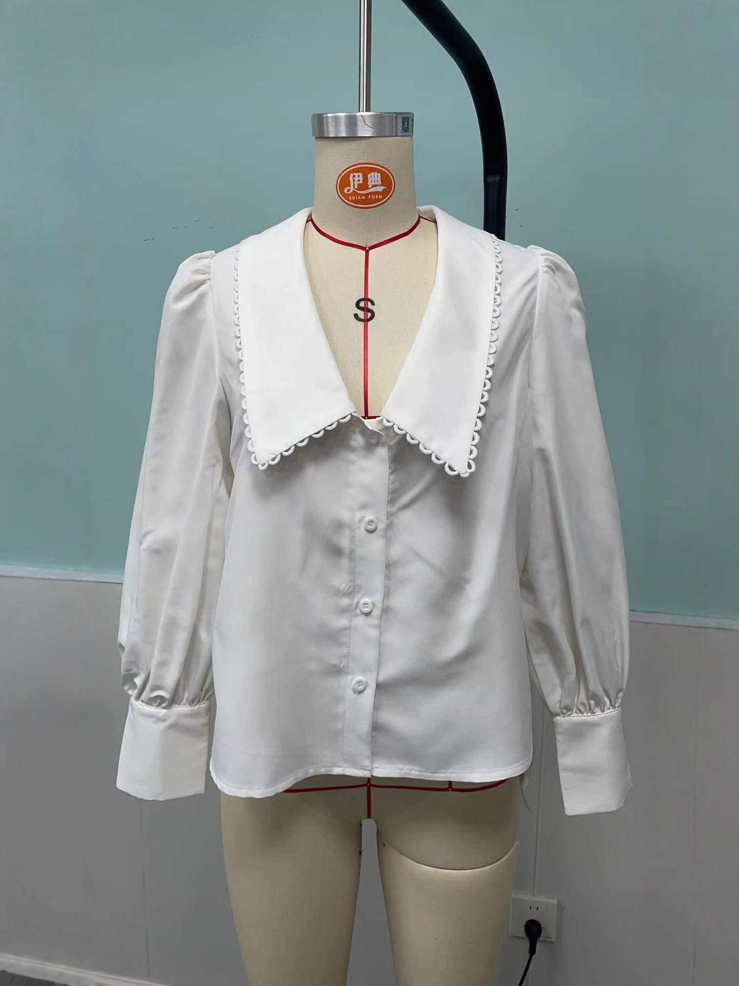 White Jacket with Peter Pan Collar image 4