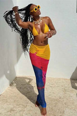 Sexy Multicolor Three Piece Bikini CoverUp Swimwear Set image 1