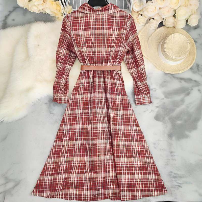 Rustic Plaid Maxi Dress with Belt image 3