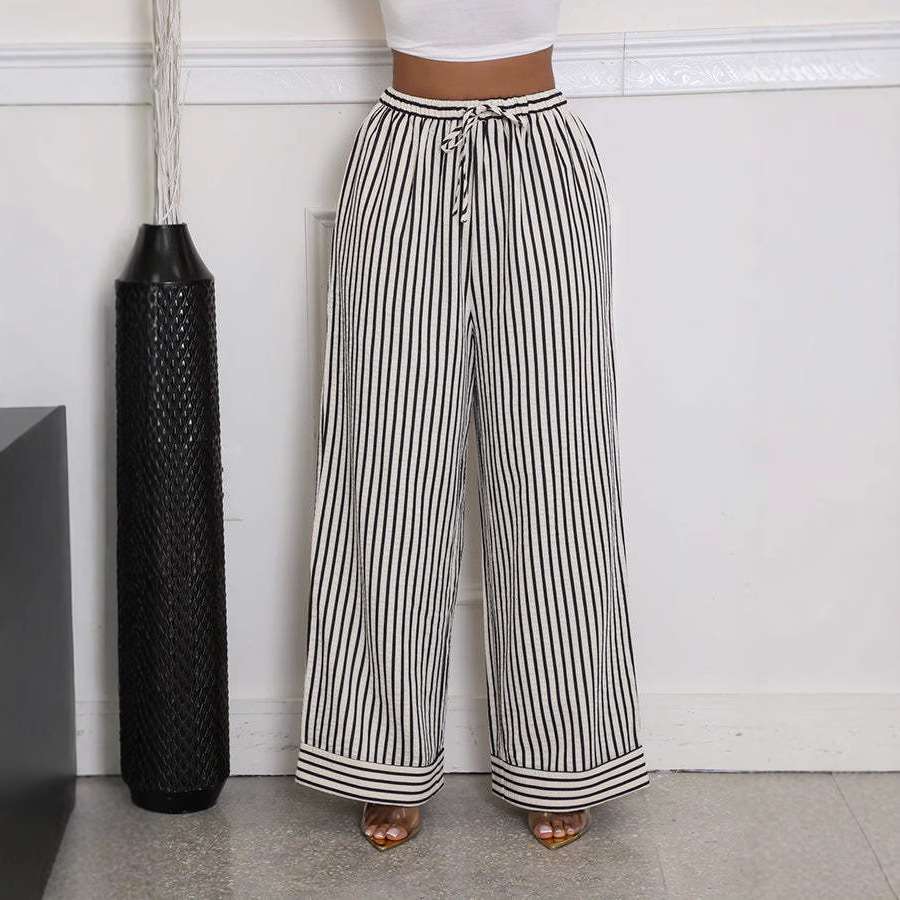 Vertical Striped Wide-Leg Pants image 1