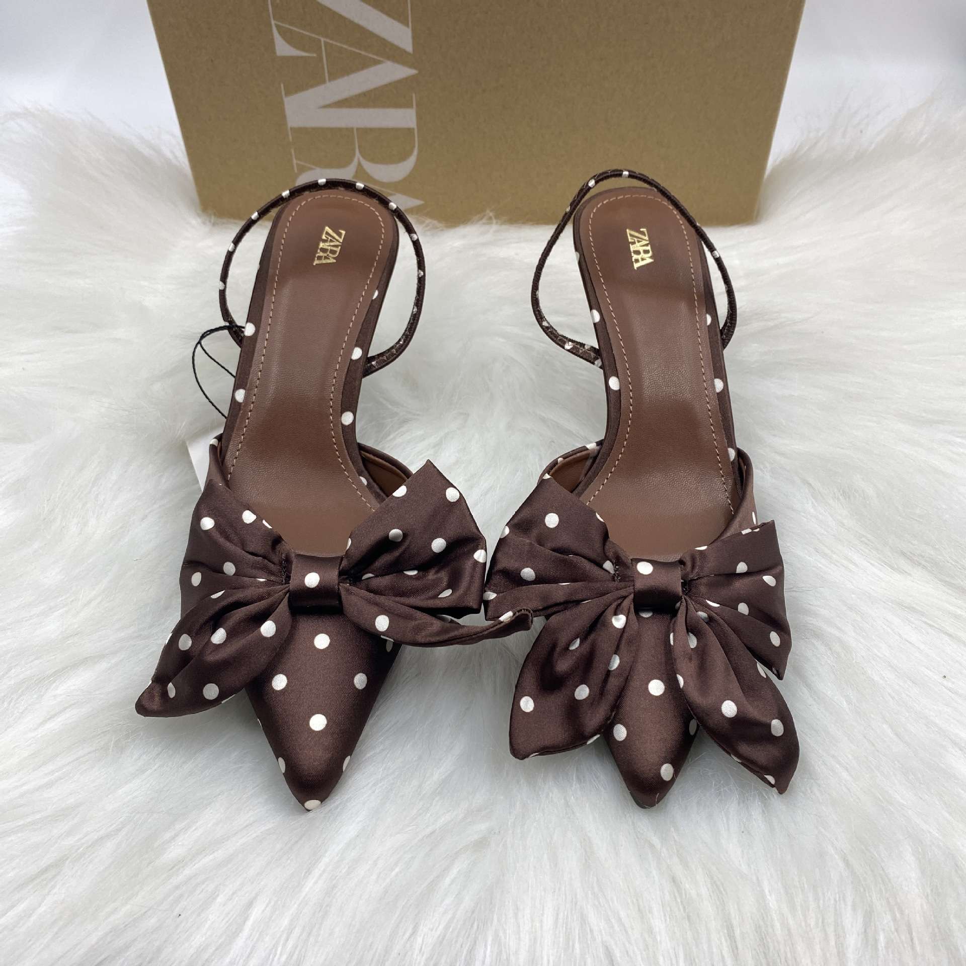 Polka Dot Bow-Accent Heeled Sandals image 0