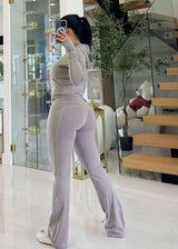 Sportswear Set with Zip-Up Hoodie & Flared Pants image 5