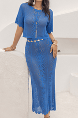 Blue Crochet Tee and Skirt Set image 4