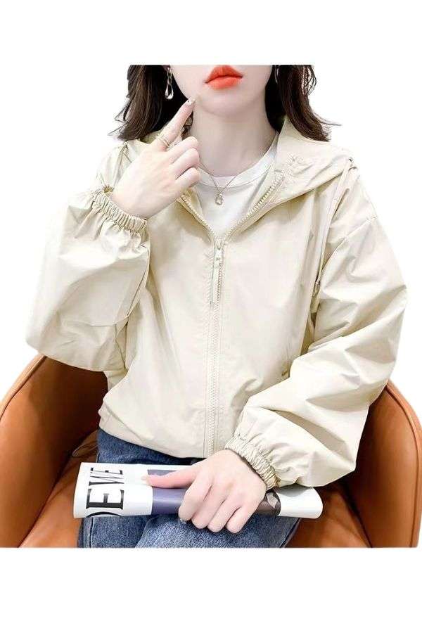 Hooded Zipper Thin Jackets image 5