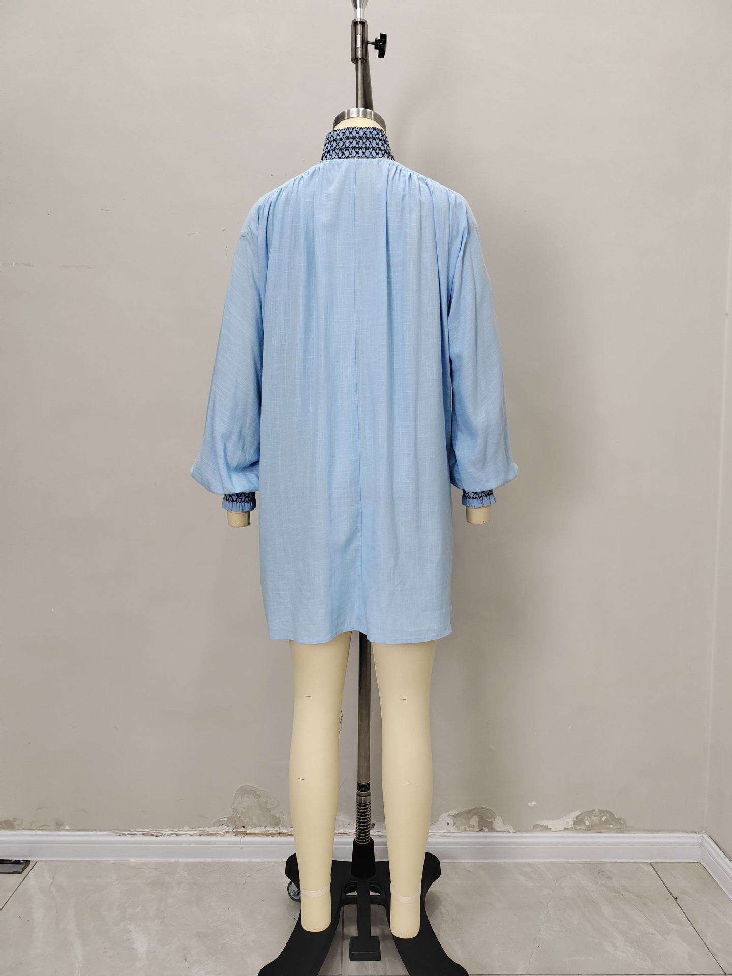Tunic Dress with Smocked Waist &amp; Cuffed Sleeves image 6