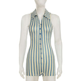 Striped Sleeveless Button-Front Romper image 4