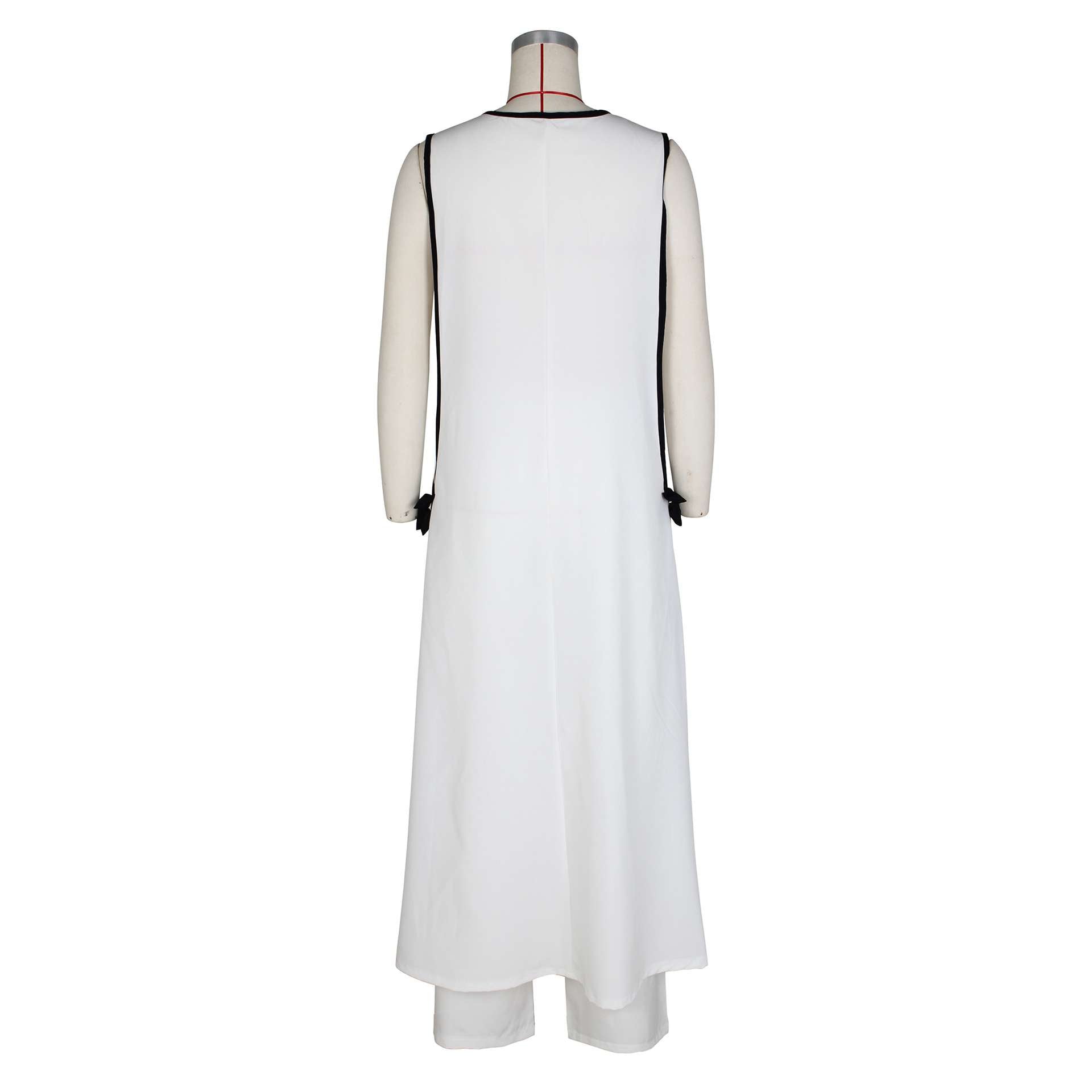 Contrast Trim Longline Coat and Wide Leg Pants Set image 8