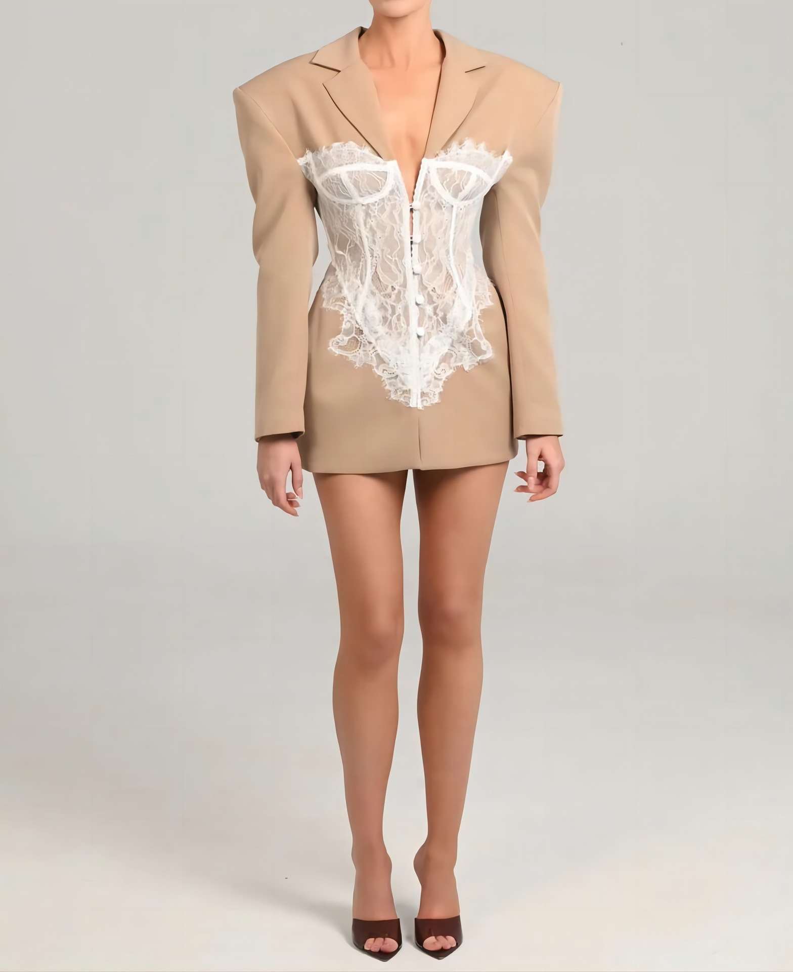 Blazer with White Lace Corset image 1
