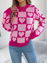 Heart Pattern Knit Sweater image 5
