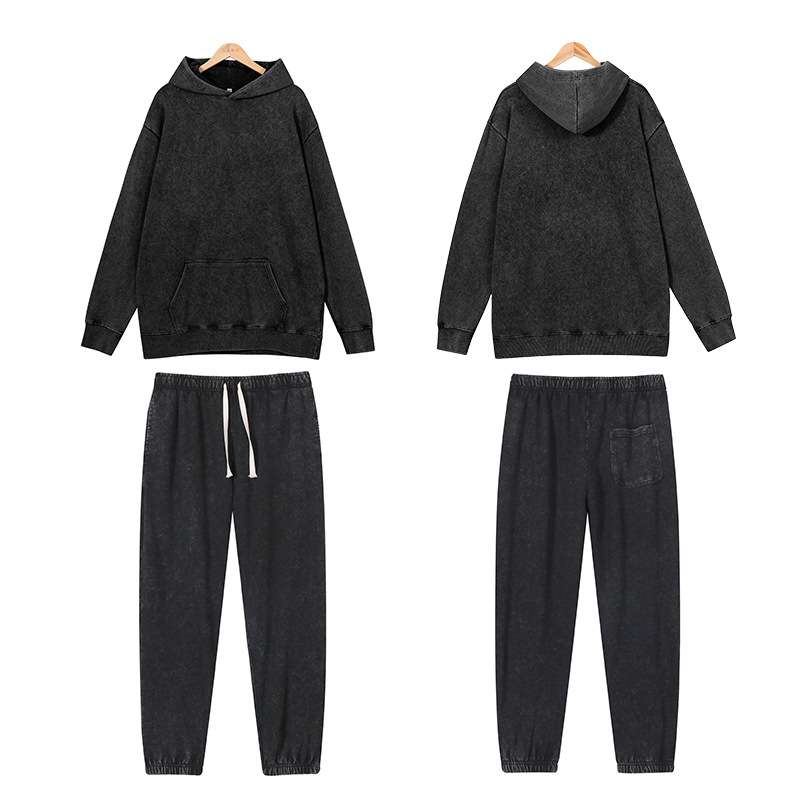Sweatsuit Hoodie Sweatshirt Pullover Sweatpants Sets - M, Black image