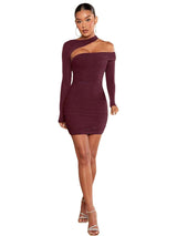 Asymmetrical Neck Ruched Dress image 2