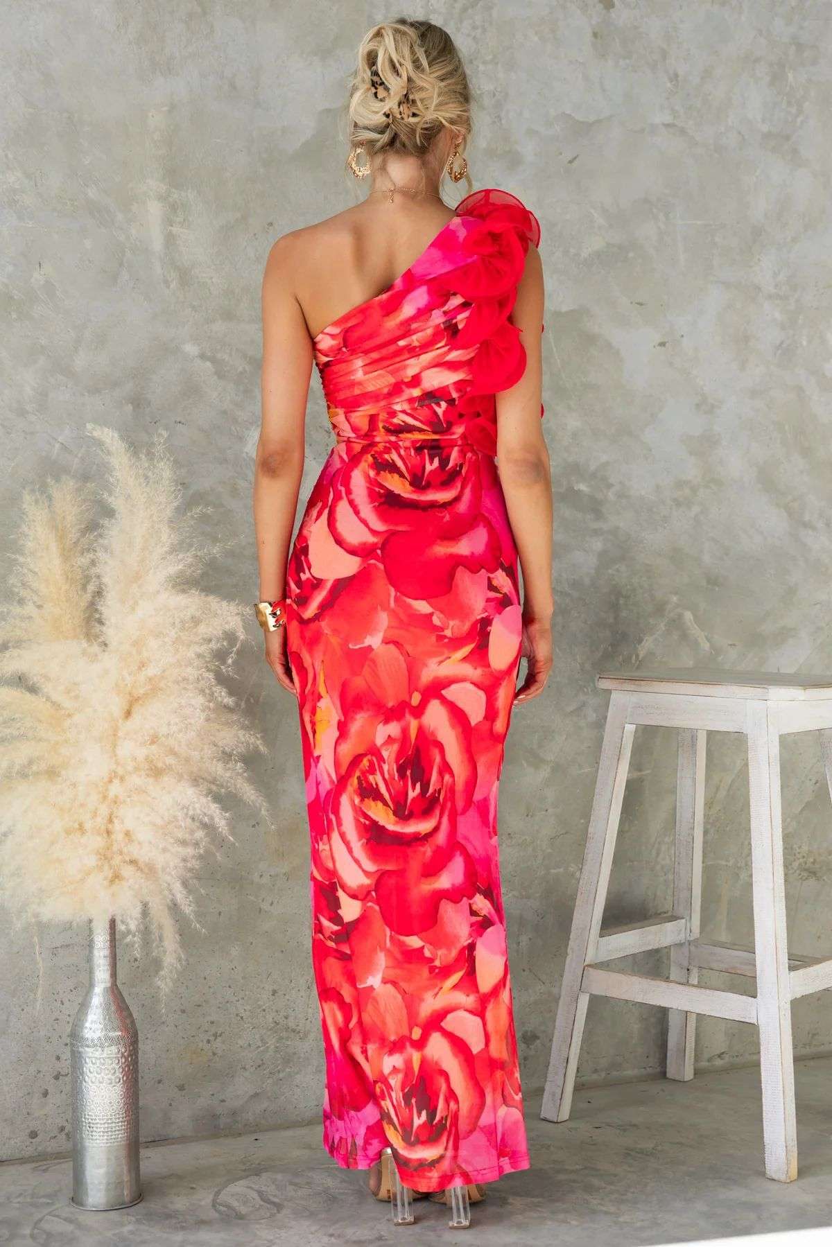 Elegant Floral One-Shoulder Gown image 4