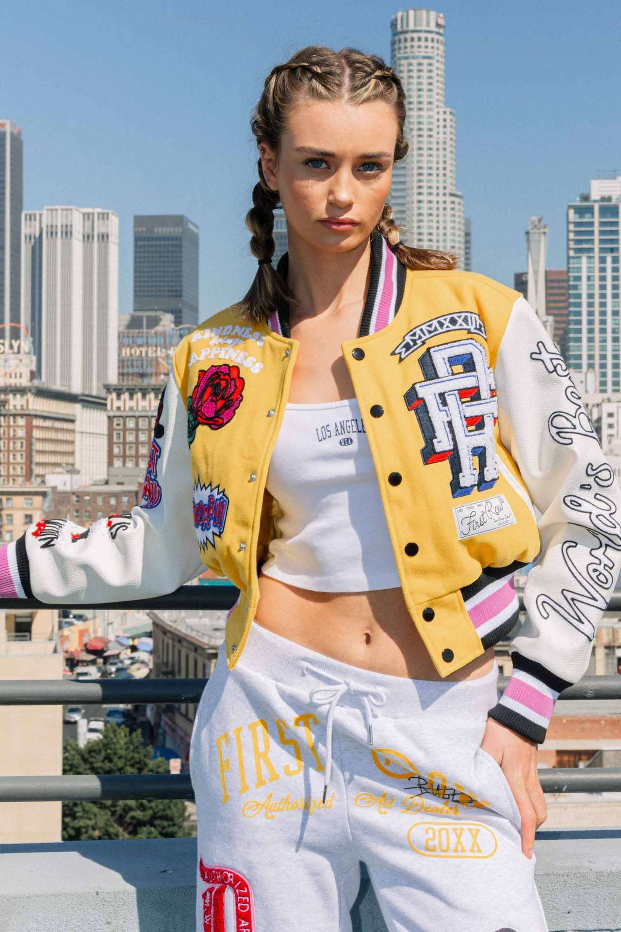 Button Up Printed Crop Baseball Jacket image 1