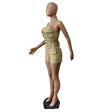 Strapless Button-Down Romper with Pockets image 4