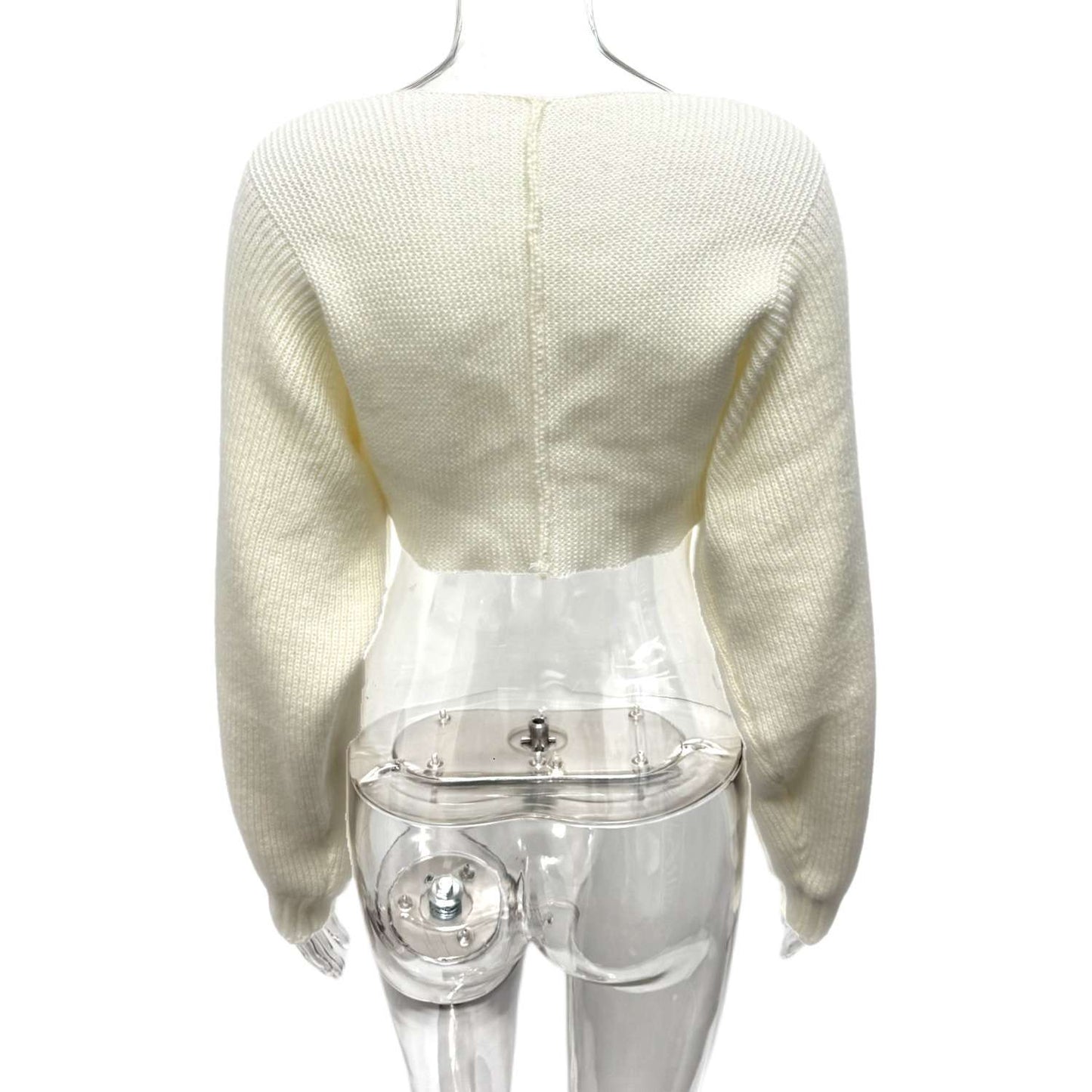 Cropped Sweater with Puff Sleeves image 6