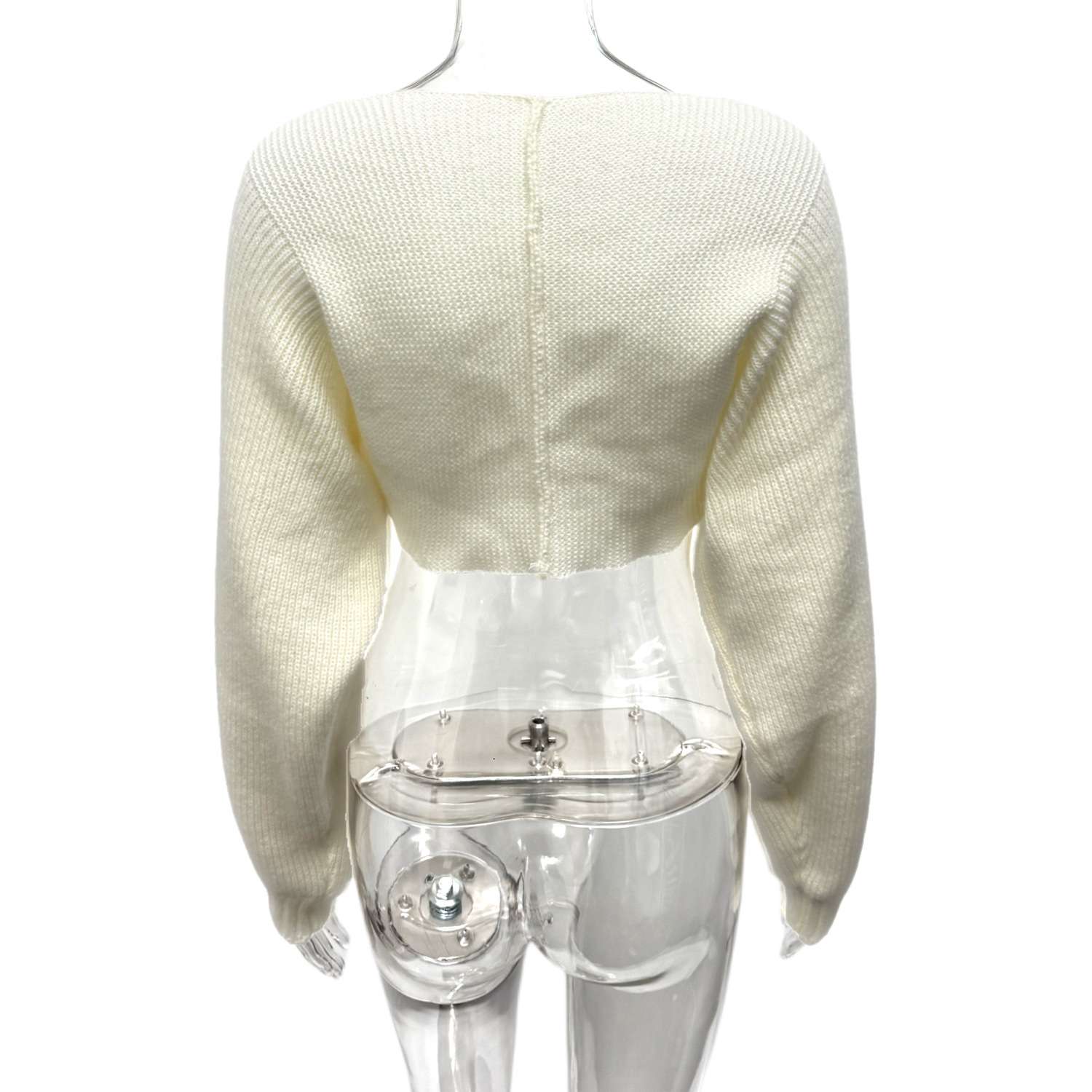 Cropped Sweater with Puff Sleeves image 6