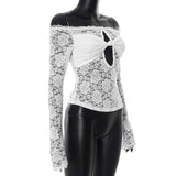 Lace Top with Bow and Cutout Detail image 2