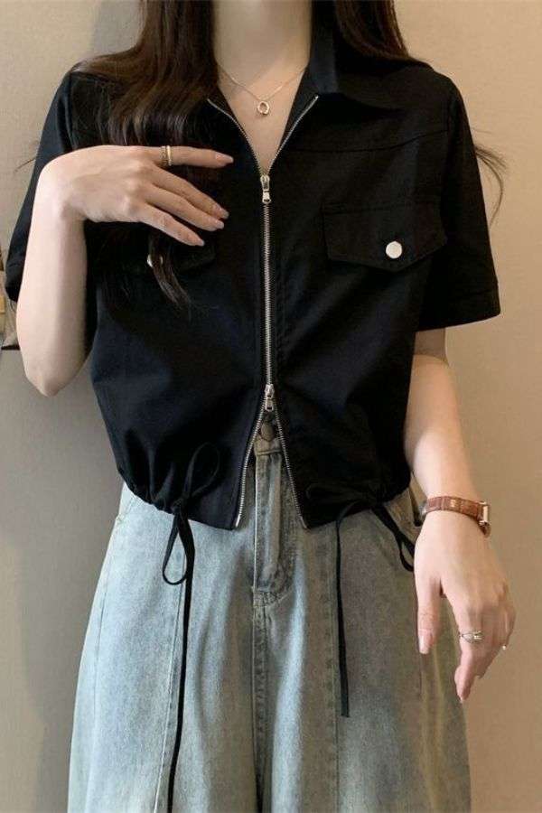 Casual Pastel Zip-Up Shirt image 0