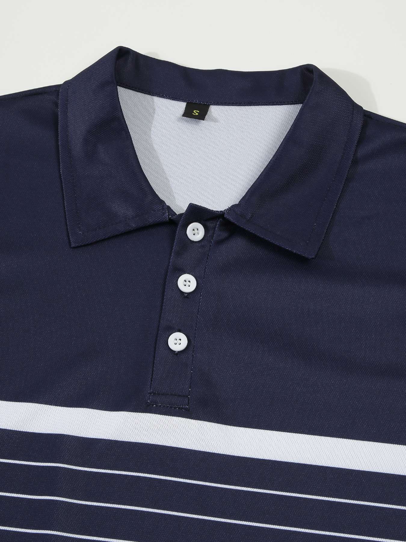 Polo Shirt with White Horizontal Stripes image 6