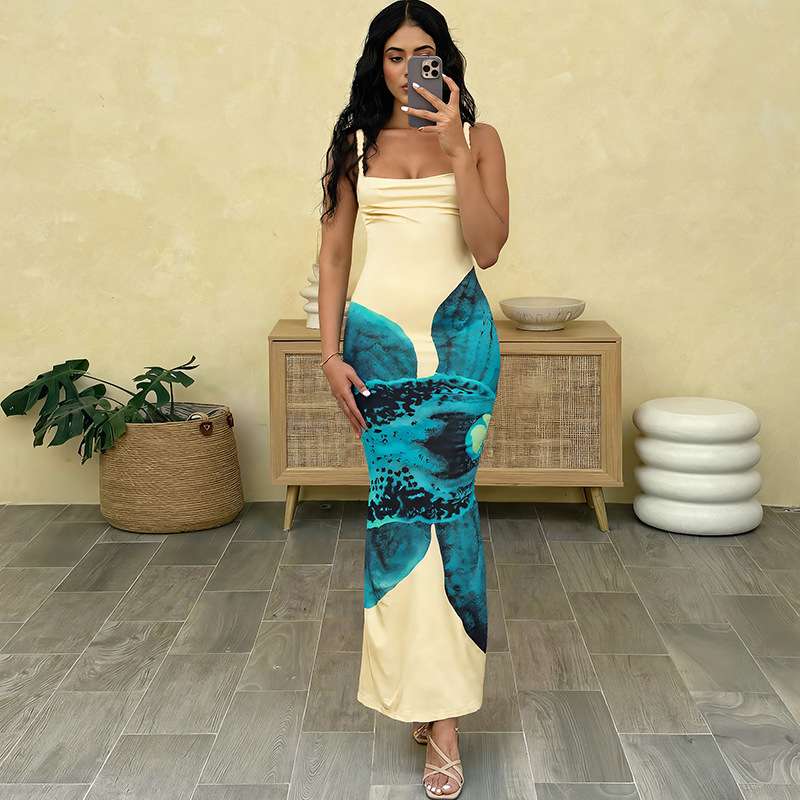 Elegant Mermaid-Style Dress - L, Blue image