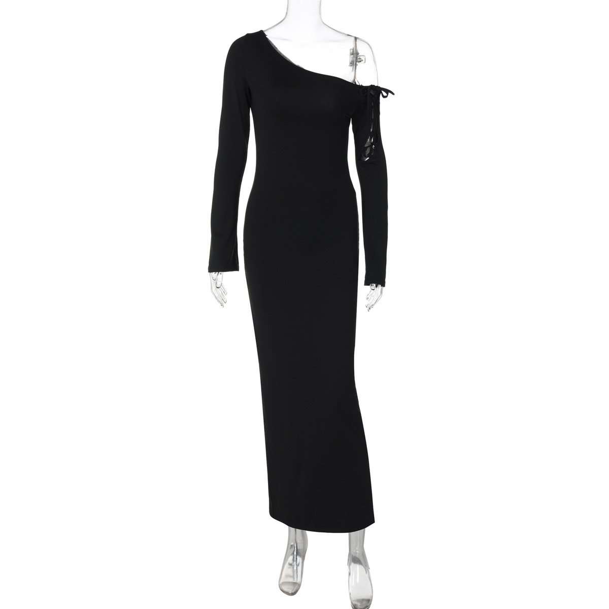 Lace-Up Black Maxi Dress image 3