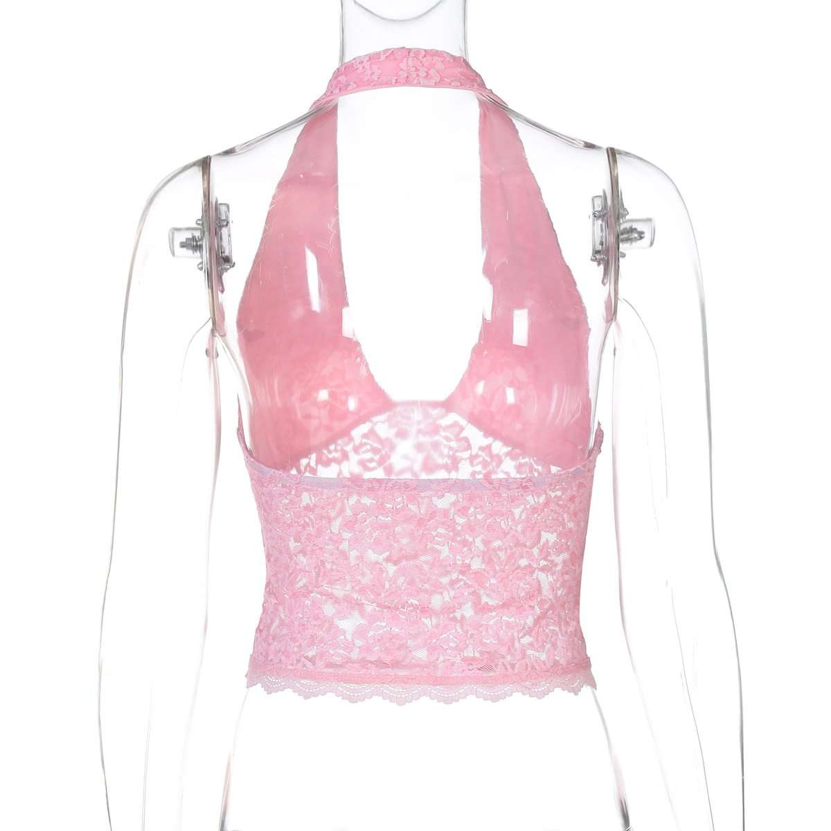 Cute Halter Mesh Lace  Crop Tank Top image 6