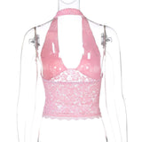 Cute Halter Mesh Lace  Crop Tank Top image 6